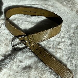 Banana Republic Olive Green Leather Belt with Silver Buckle